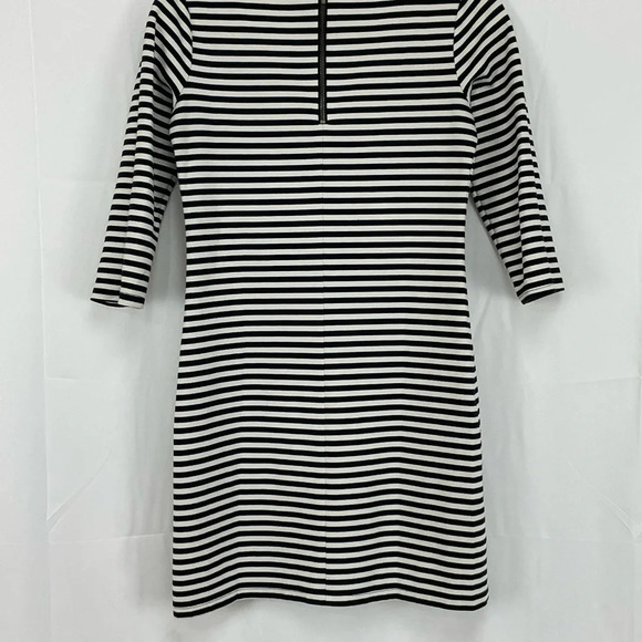 Old Navy Black White Striped 3/4 Sleeve T Shirt Dress Size Small Zip Closure - Picture 4 of 4